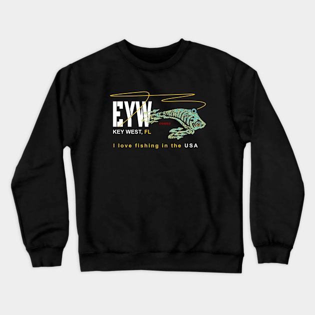 Key West FL.,I love fishing in the USA Crewneck Sweatshirt by The Witness